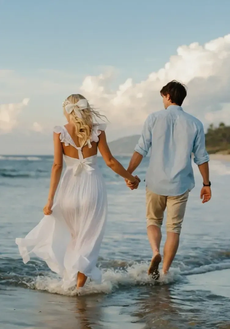 молодожены на пляже
