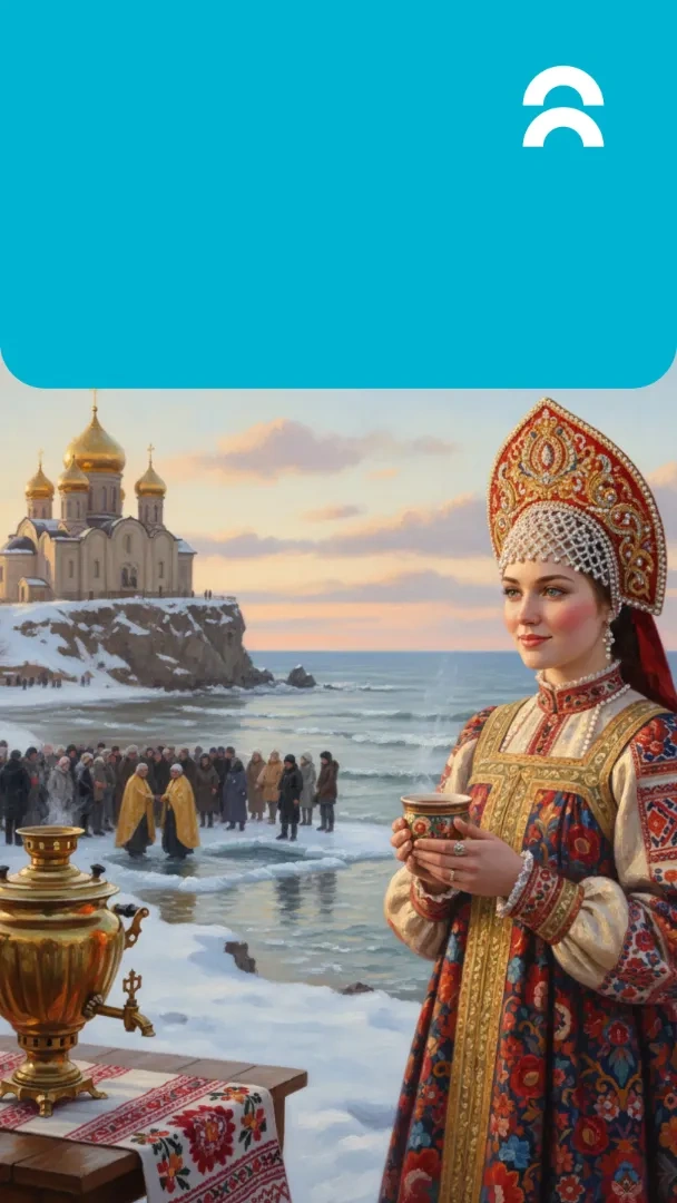 Девушка с русском сарафоне в кокошнике