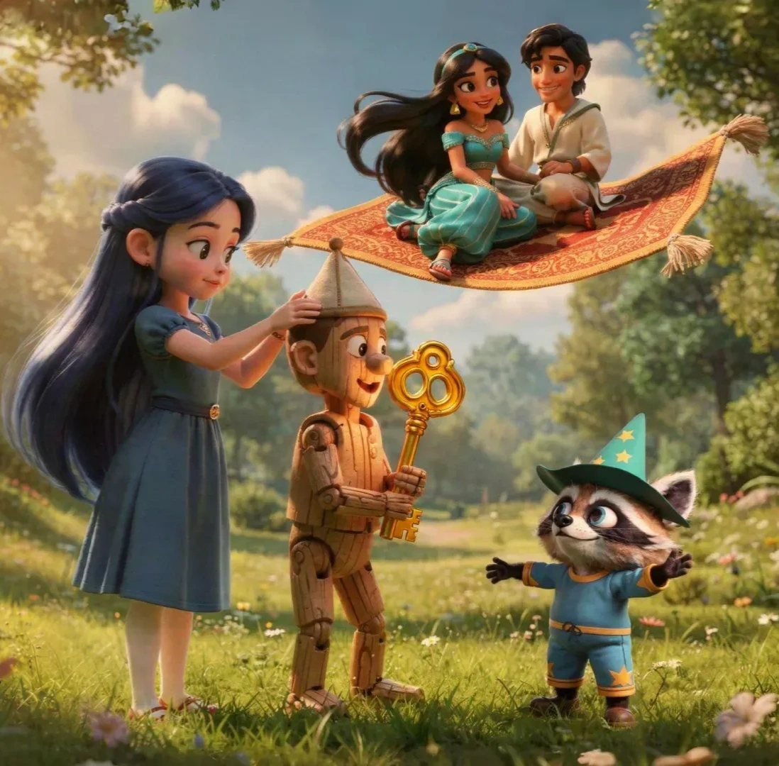 Сказочные гером буратино Алладин Мальвина золотой ключик